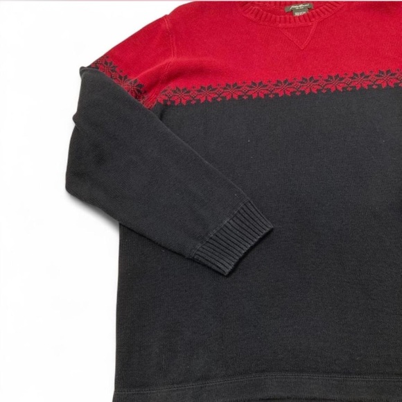Vtg Eddie Bauer Snowflake Holiday Sweater Women’s XL Outdoor Gorpcore Red Black - Picture 3 of 6